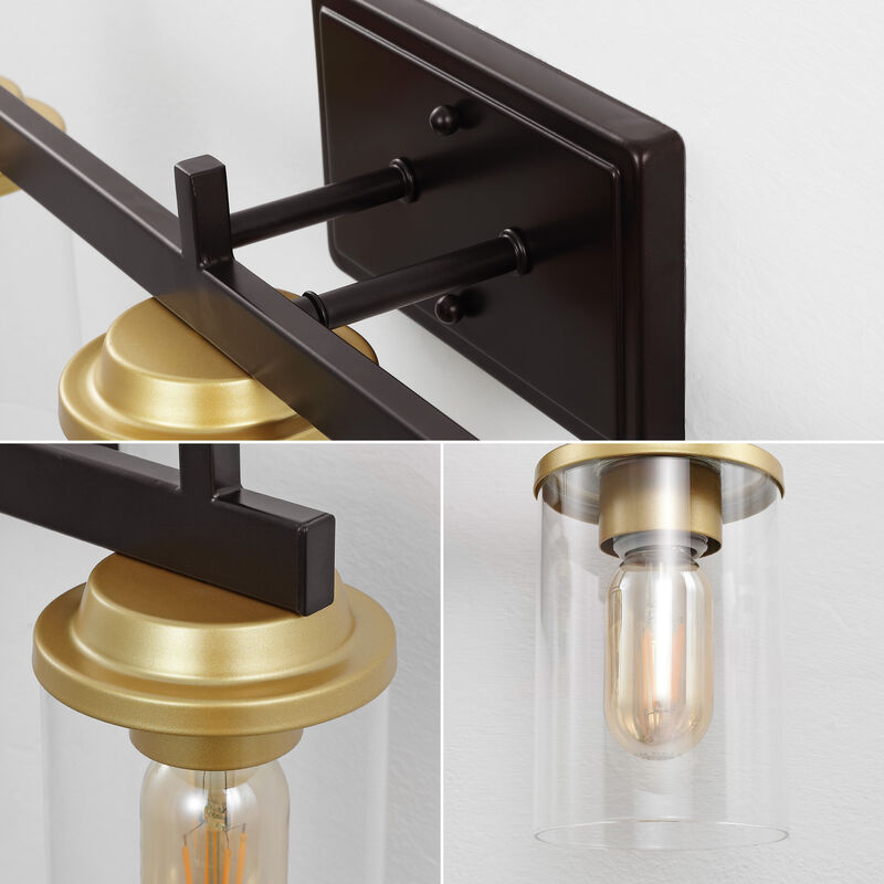 Liam 23.25" 3-Light Farmhouse Industrial Vanity Light with Bathroom Hardware Accessory 5-Piece Set