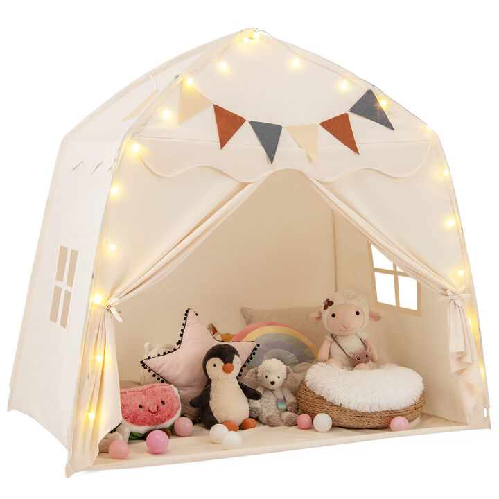 Kids Play Tent Bed with String Lights Extra Large Playhouse for Indoor & Outdoor Fun