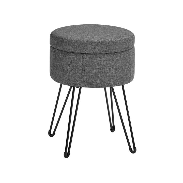 Compact Vanity Stool with Hidden Storage for Bedroom or Bathroom