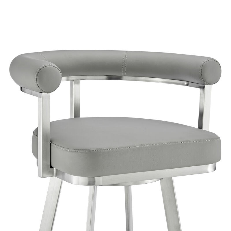 Nolagam Swivel Stool in Brushed Stainless Steel with Black Faux Leather
