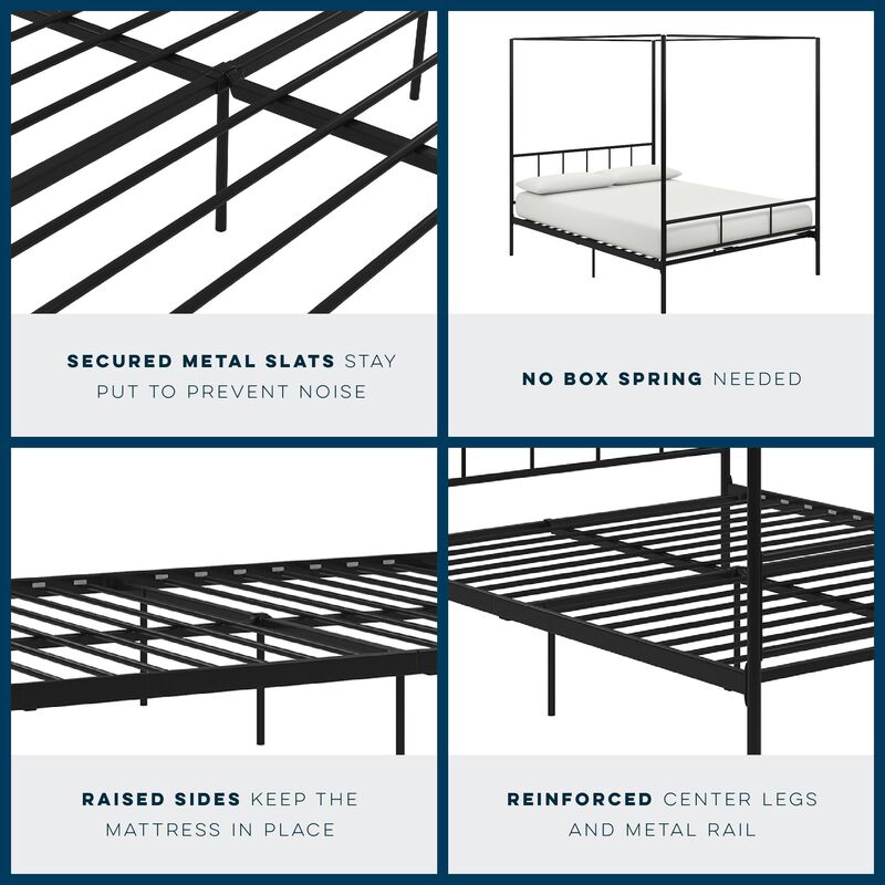 Marion Canopy Bed, King, Black