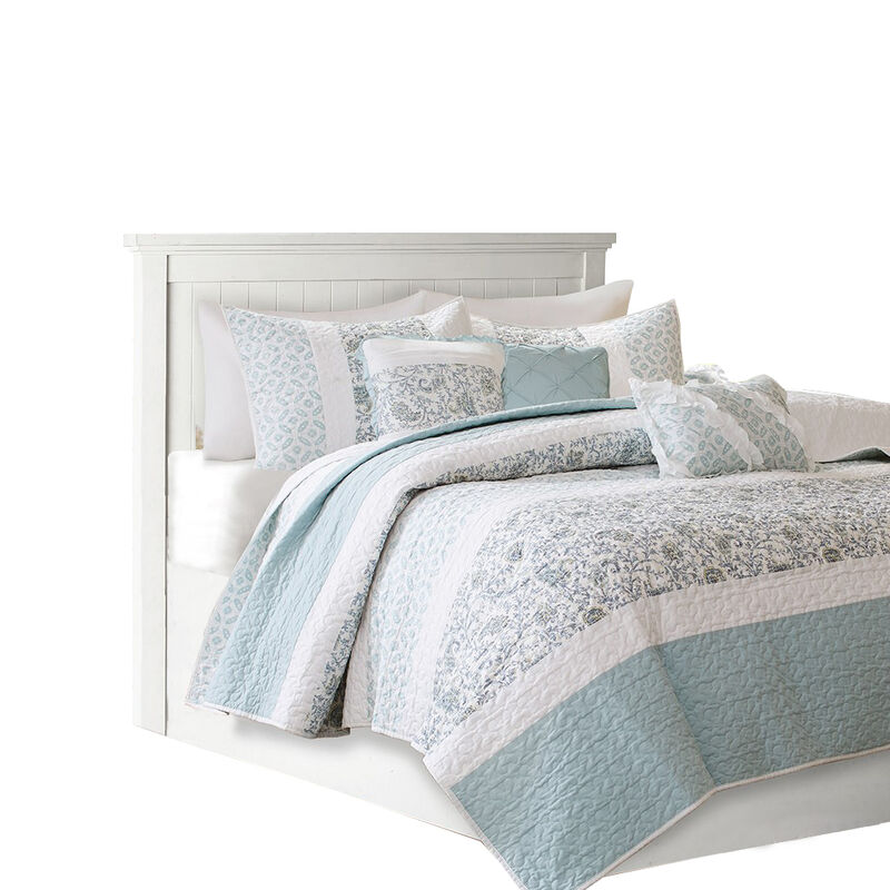 Gracie Mills Singleton Reversible Paisley Lace 6-Piece Cotton Percale Quilt Set