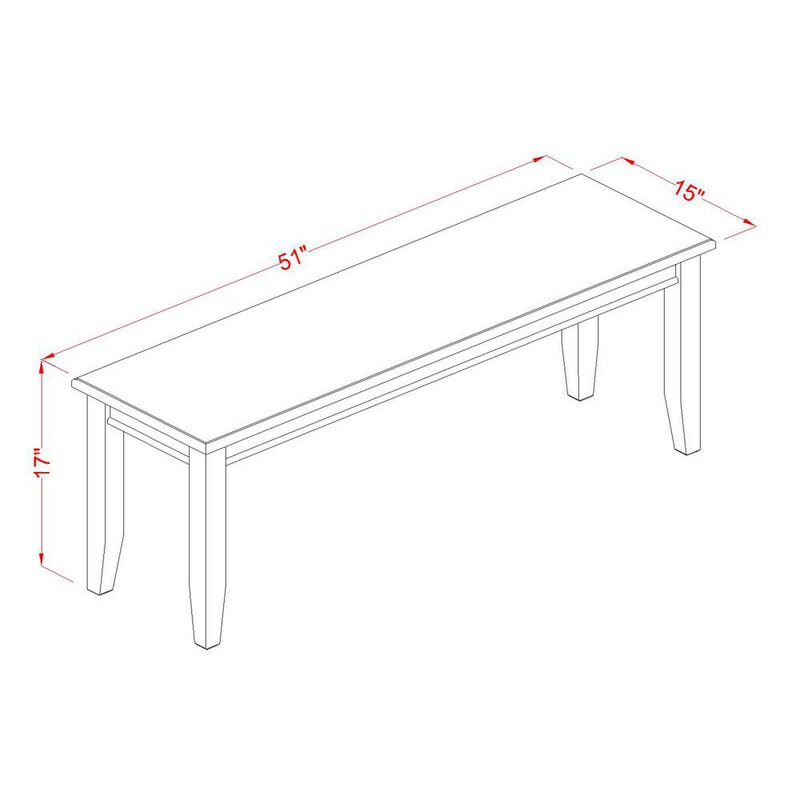 East West Furniture Dudley  Dining  Bench  with  Wood  Seat  in  Black  Finish