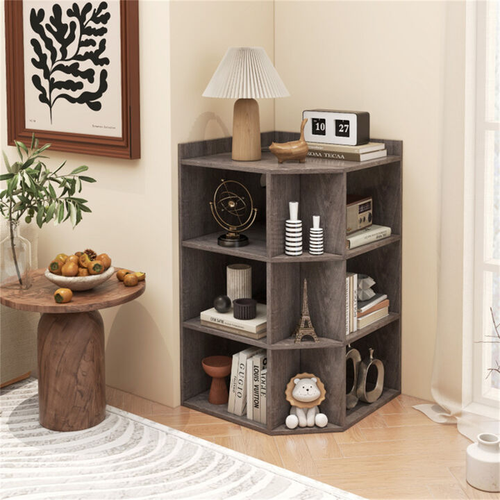 3-Tier Corner Cabinet with Built-In Charging Station & Storage Shelves