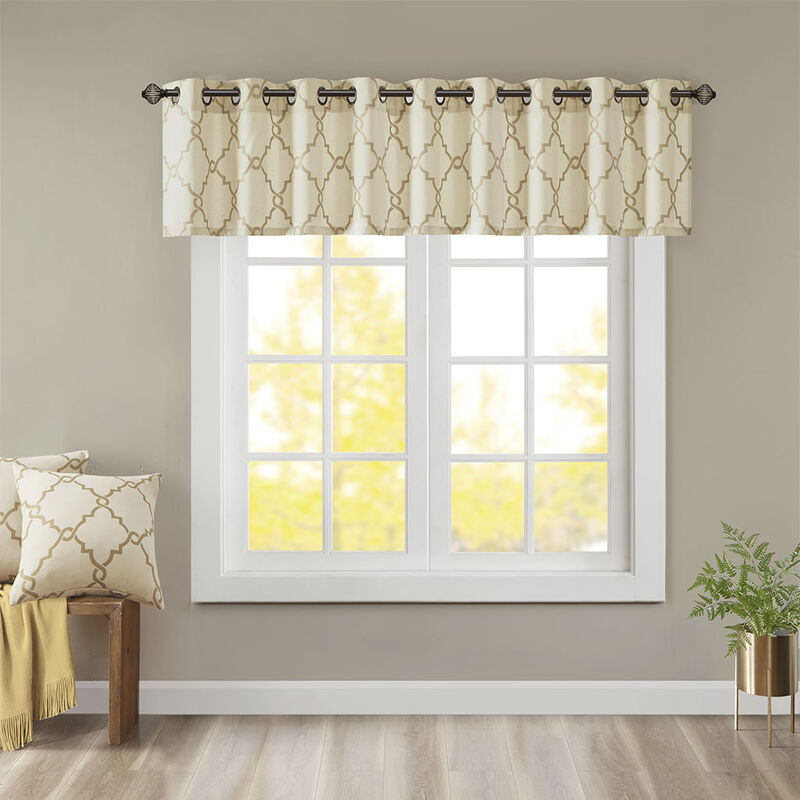Gracie Mills Ondine Contemporary Grommet Top Valance with Fretwork Print