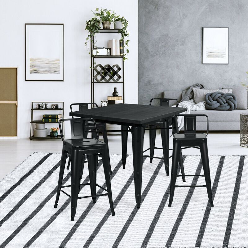 24" Set of 4 Cafe Side Chairs with Rubber Feet and Removable Back
