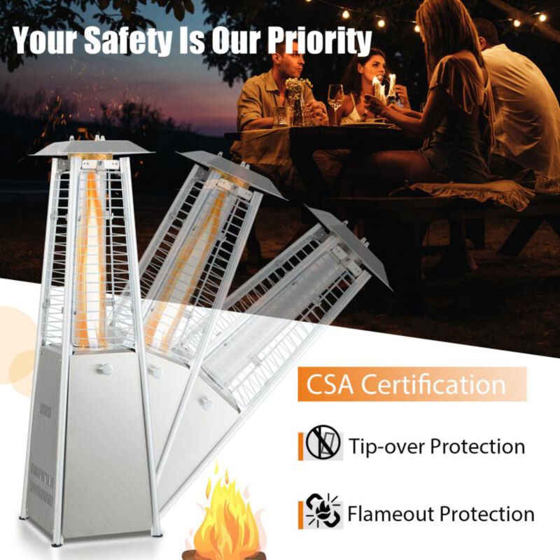 Hivvago 9500 BTU Portable Stainless Steel Tabletop Patio Heater with Glass Tube