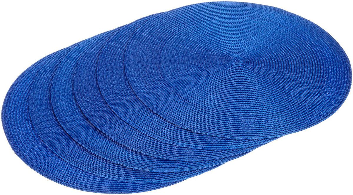 Set of 6 Nautical Blue Braided Pattern Round Placemats 15"
