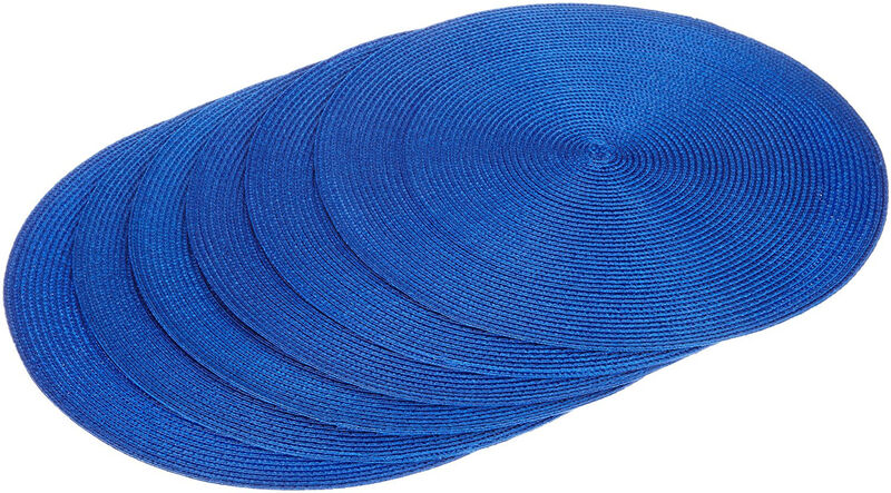 Set of 6 Nautical Blue Braided Pattern Round Placemats 15"