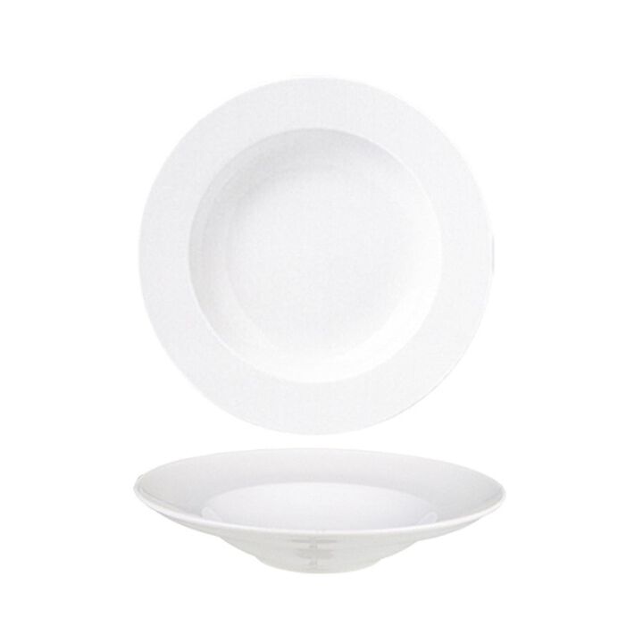 Porcelain Delta dia.10" h:2" 10 oz. Round White Porcelain Bowl (Set of 4)