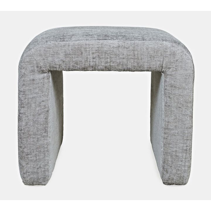 Jofran Luxury Curved Upholstered Waterfall Jacquard Petite Ottoman Bench - Set of 2