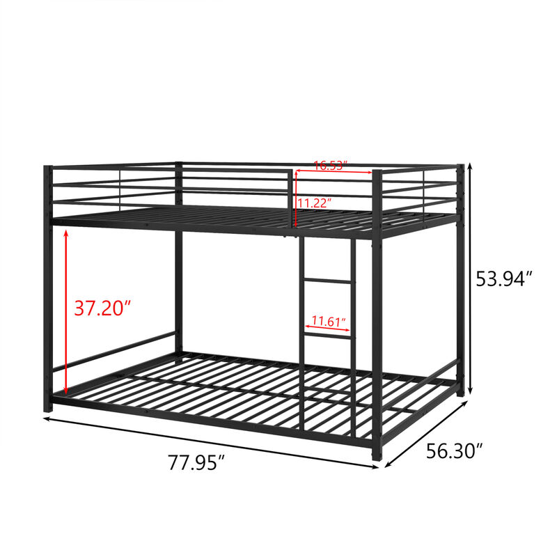 Full Over Full Metal Bunk Bed With Guard Rails