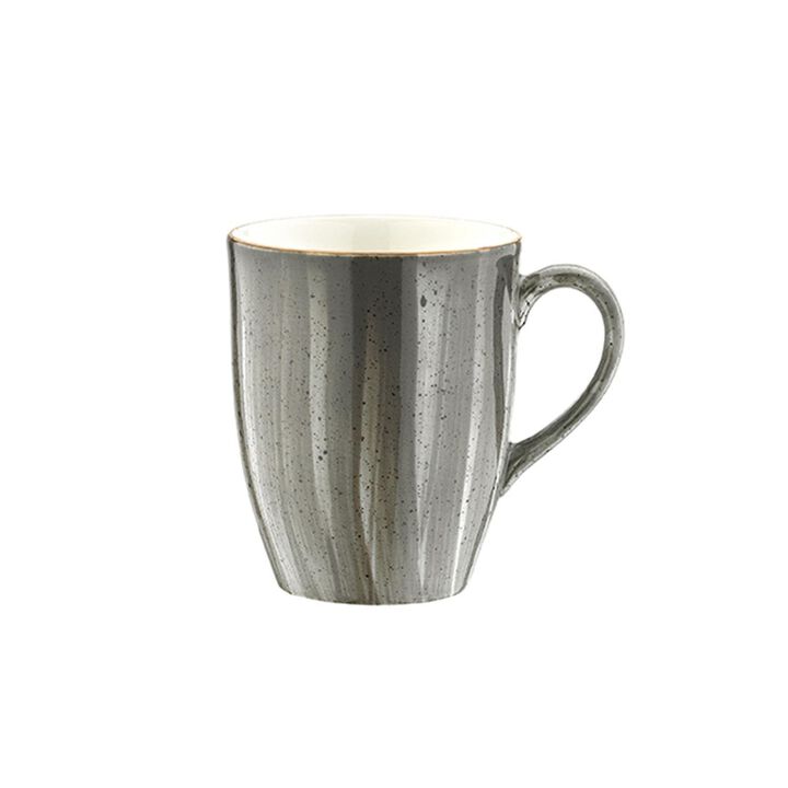 Space dia.3.25" h:4.25" 11 oz. Round Grey Porcelain Mug (Set of 4)