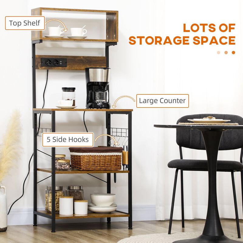 Versatile Kitchen Organizer: Baker's Rack with Power Outlet & USB