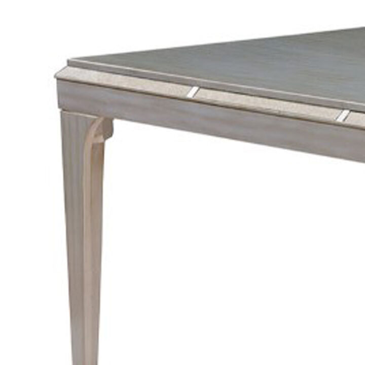 Diocles Contemporary Style Dining Table With Tapered Legs, Silver - Benzara