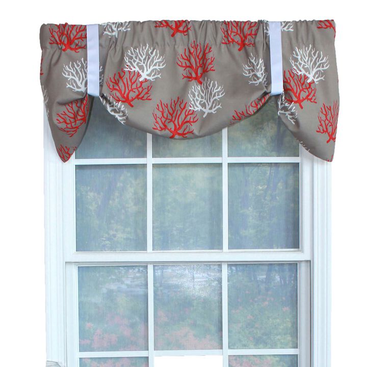 RLF Home Sea Coral Suspender Window Treatment Valance 3" Rod Pocket 50" x 16" Salmon Red