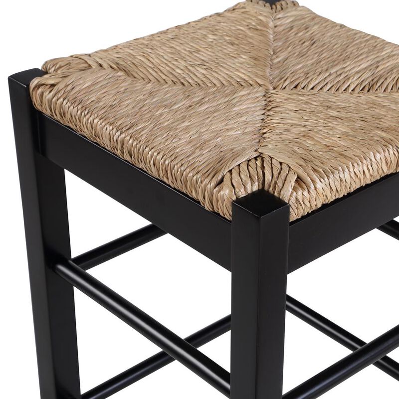 Boraam Square Rush Seat Counter Height Stool 24 - Black