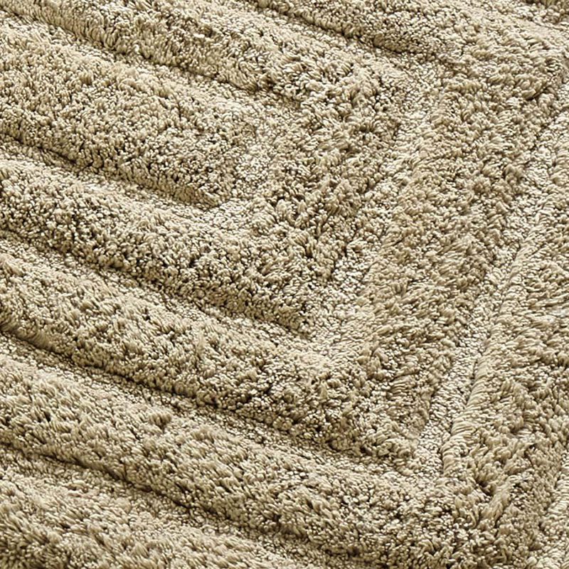 Knightsbridge Stylish And Comfortable All Season Traditional Racetrack Design Cotton Bath Rug 21" X 34" Stone