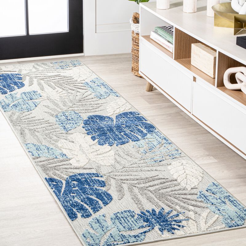 Monstera Tropical Leaf High-Low Indoor/Outdoor Area Rug