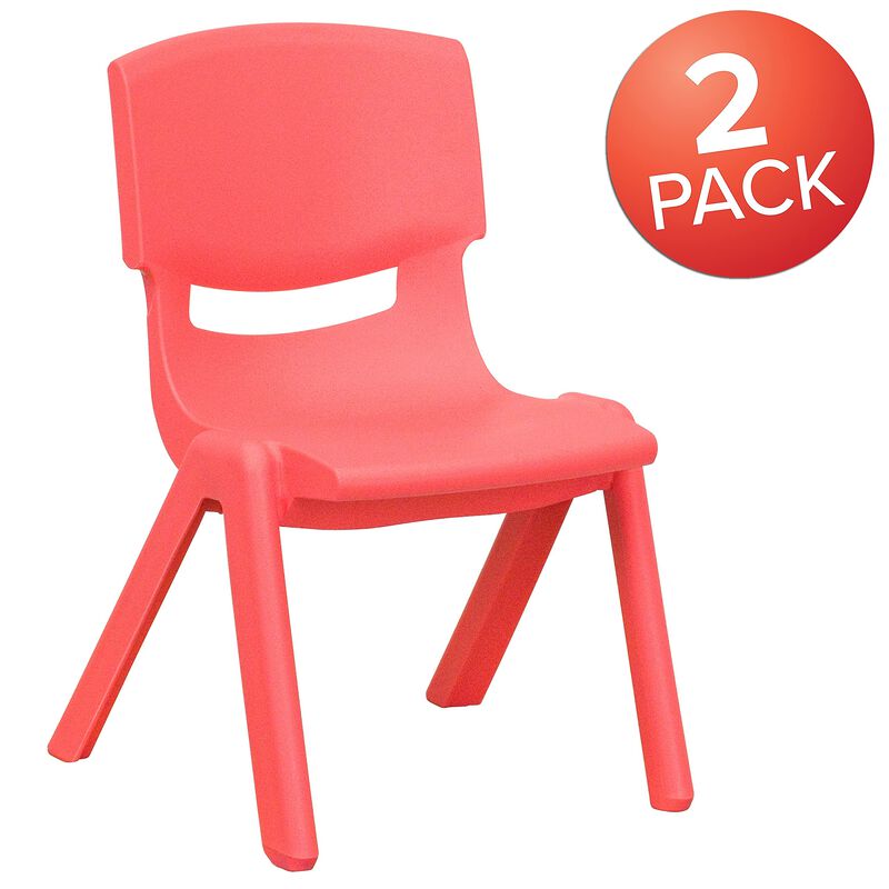 Flash Furniture Whitney 2 Pack Red Plastic Stackable School Chair with 10.5'' Seat Height