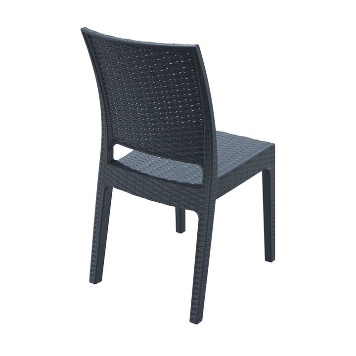 34" White Patio Wickerlook Stackable Dining Chair