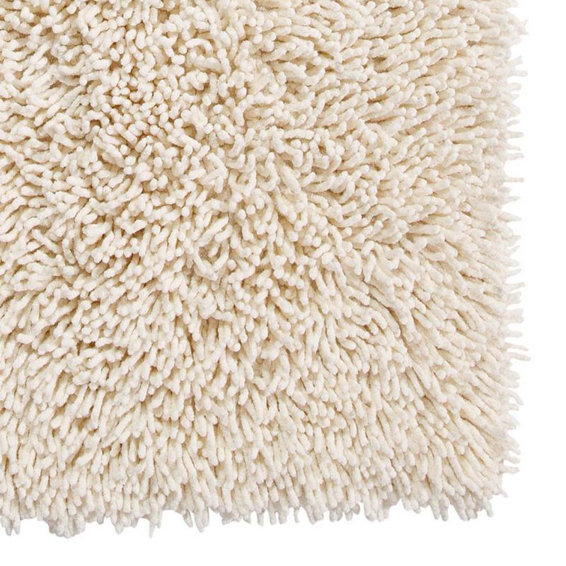 Knightsbridge Chenille Shaggy 220 GSF Non Skid Back Bath Rug 17 x 24 - Ivory