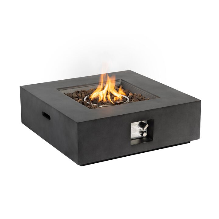 Mondawe 35" Fiberglas Fire Pit Table,50K BTU Outdoor Propane E-Ignition Waterproof Fire Table