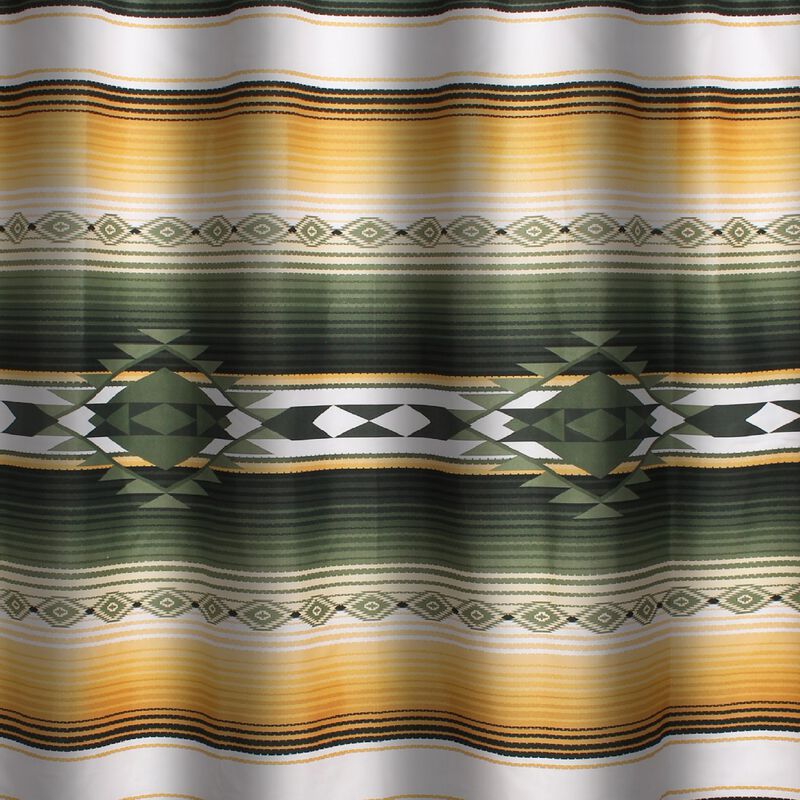Jashua 72 Inch Shower Curtain, Southwest Style Yellow Stripes, Button Holes-Benzara