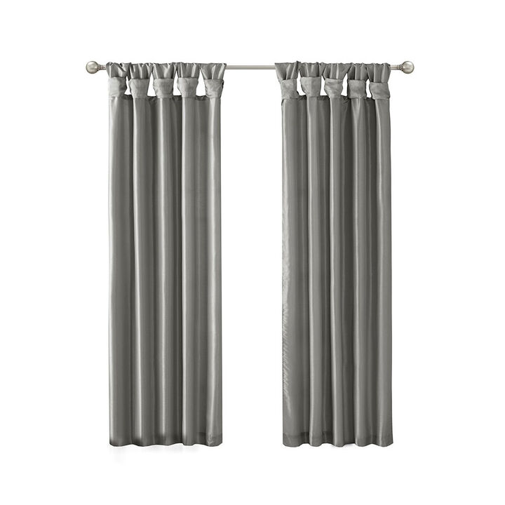 Gracie Mills Elroy Twist Tab Lined Faux Silk Window Curtain Panel - 50x108"