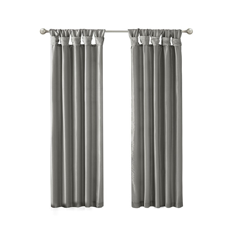 Gracie Mills Elroy Twist Tab Lined Faux Silk Window Curtain Panel - 50x108"