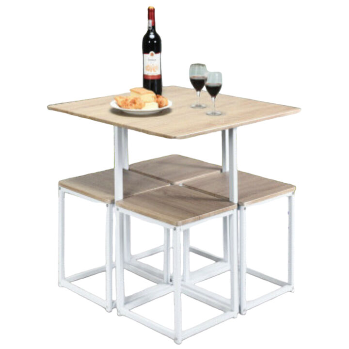 5 pcs Dining Table And Chairs Set Compact Space Bar
