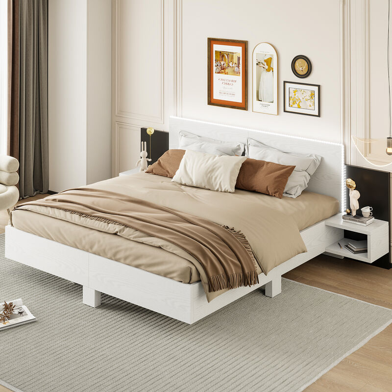 Merax Floating Platform Bed with LED Lights