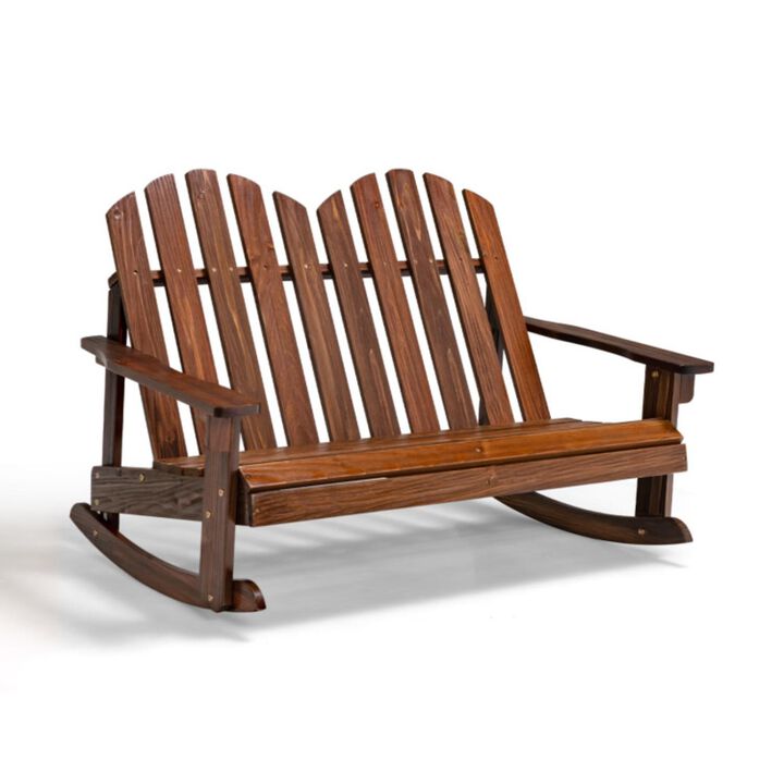 Hivvago 2 Person Adirondack Rocking Chair with Slatted seat