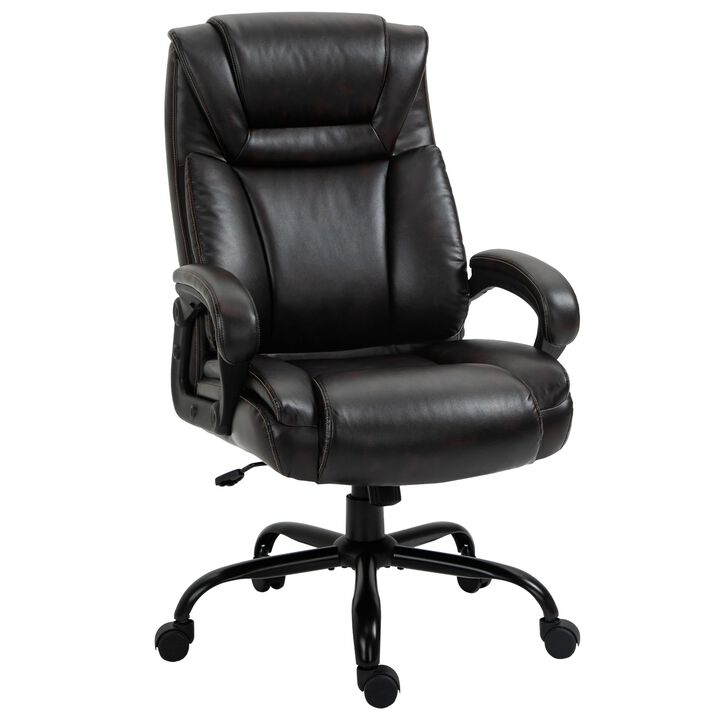 Brown Executive Comfort: 400lbs High Back PU Leather Ergonomic Chair