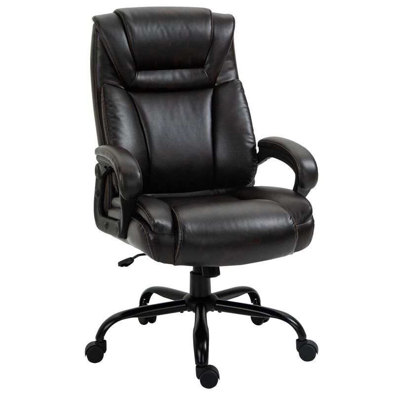 Brown Executive Comfort: 400lbs High Back PU Leather Ergonomic Chair