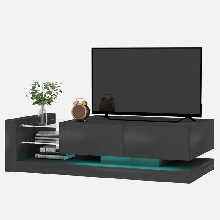 TV Console With Storage Cabinets, 16 4 Modes Changing Lights Remote Rgb LED TV Stand