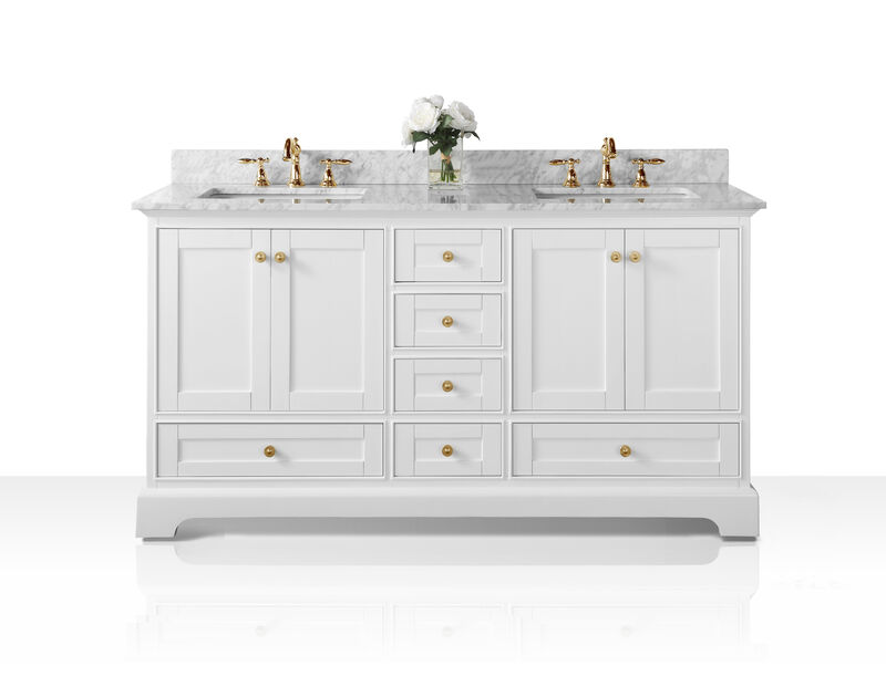 Audrey 66 in. Bath Vanity Set in White with Gold Hardware