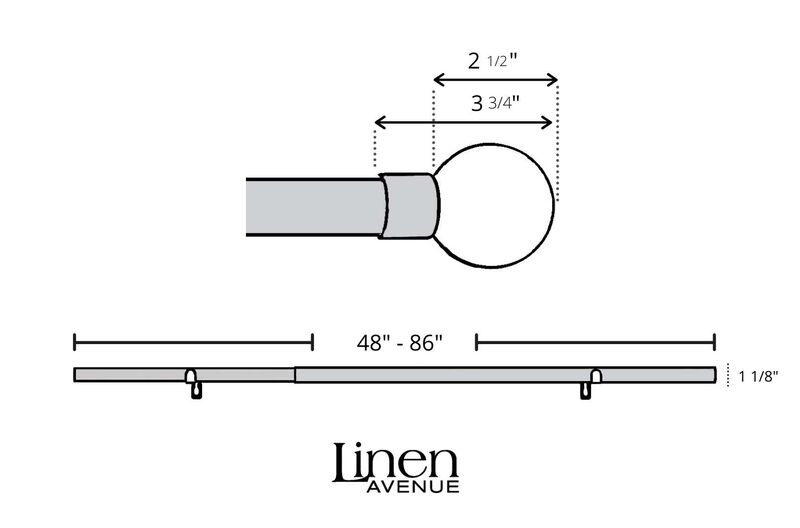 Linen Avenue Grey Stone Double Window Curtain Rod Set, 48 to 86-Inch, Brushed Nickel