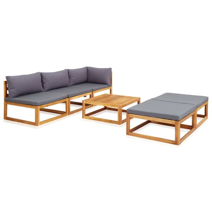 vidaXL 6 Piece Garden Lounge Set with Cushions Solid Acacia Wood