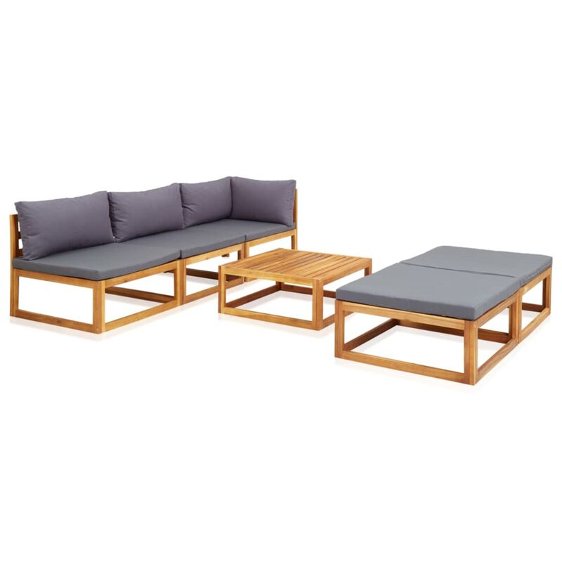 vidaXL 6 Piece Garden Lounge Set with Cushions Solid Acacia Wood