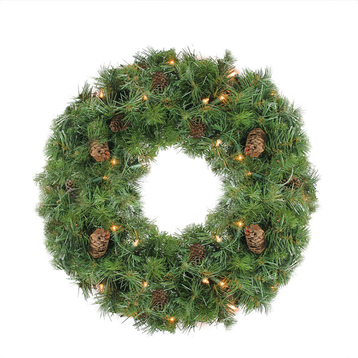 Pre-Lit Dakota Pine Artificial Christmas Wreath - 24-Inch  Clear Lights