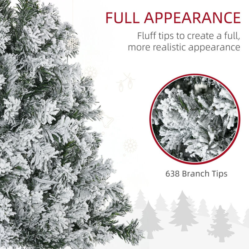 Snow-Frosted Christmas Trees with Warm White LED Lights for Festive Holiday Décor