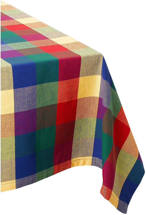 52" Multi-Colored Plaid Square Cotton Tablecloth