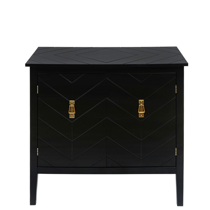 Vintage Black Wood 2-Door Cabinets