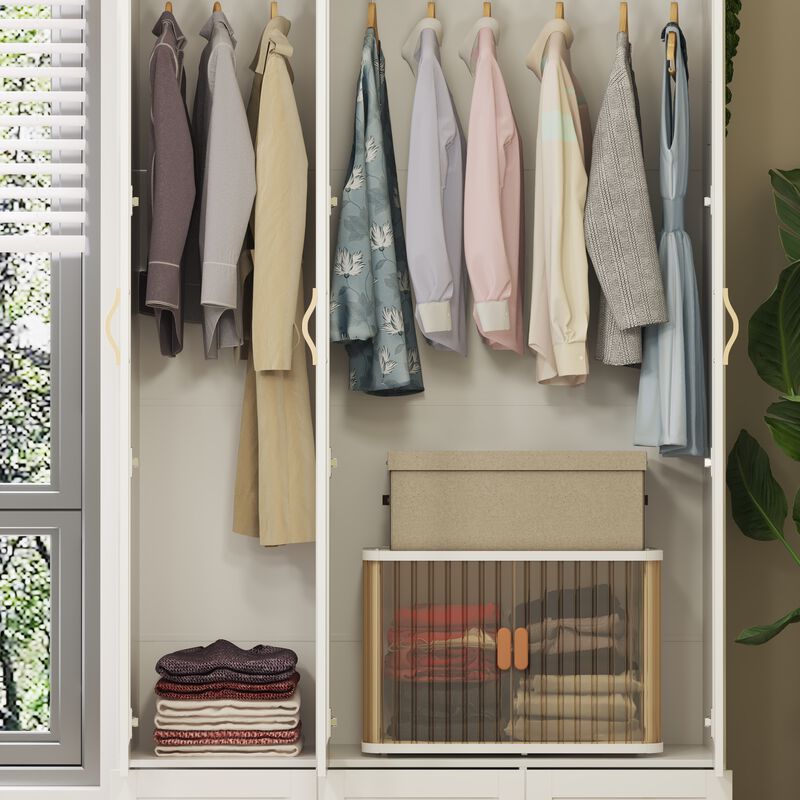 Elegent Wardrobe With Tempered Glass Door And Adjustable Lights