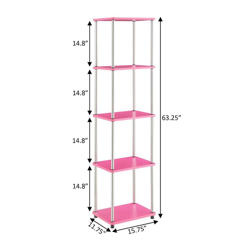 Convenience Concepts Designs2Go No Tools 5 Tier Tower, Pink