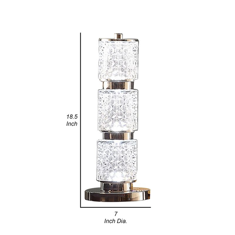 Siri 19 Inch Table Lamp with LED Glass Shade, Metal Base, Nickel Finish-Benzara