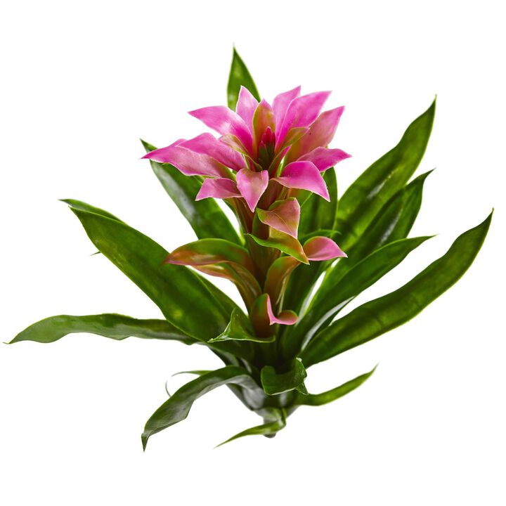 Nearly Natural 15-in Bromeliad Artificial Flower (Set of 4)