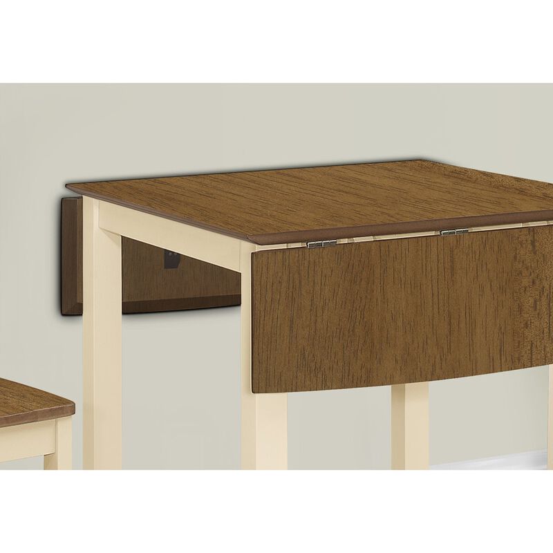 Monarch Specialties I 1327 - Dining Table, 48" Rectangular, Small, Kitchen, Dining Room, Drop Leaf, Oak And Cream, Wood Legs, Transitional