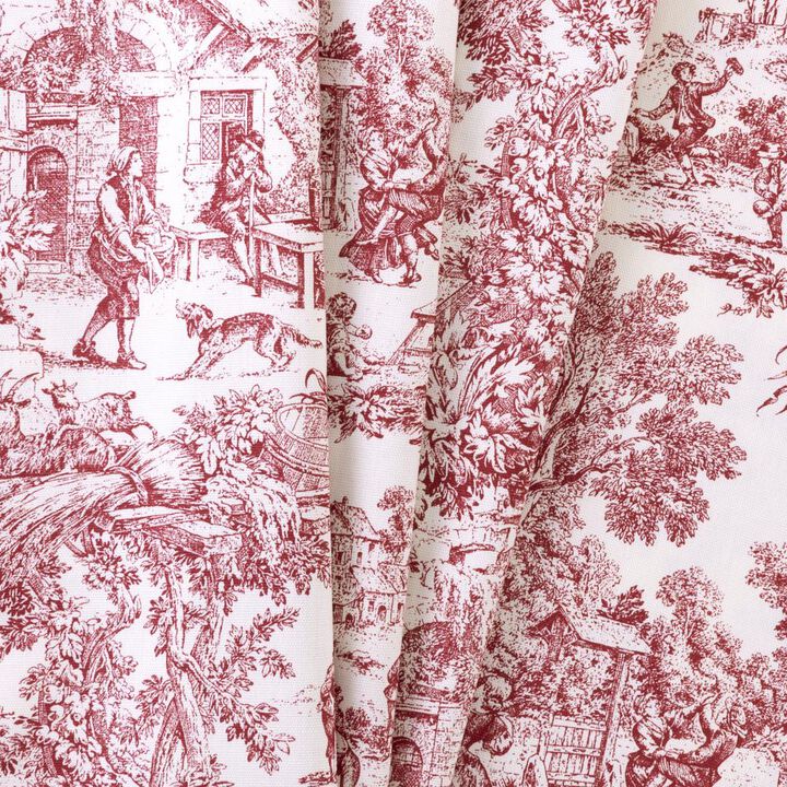 Ellis Curtain Victoria Park Toile High Quality Room Darkening Solid Color Lined Scallop Window Valance - 70 x15" Red